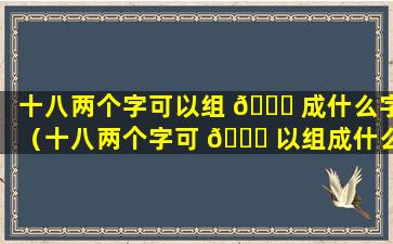 十八两个字可以组 💐 成什么字（十八两个字可 🐝 以组成什么字呢）